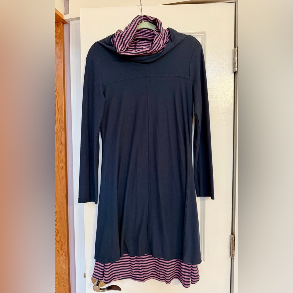 Toad & Co blue dress with Pink and Blue Striped sleeveless dress.